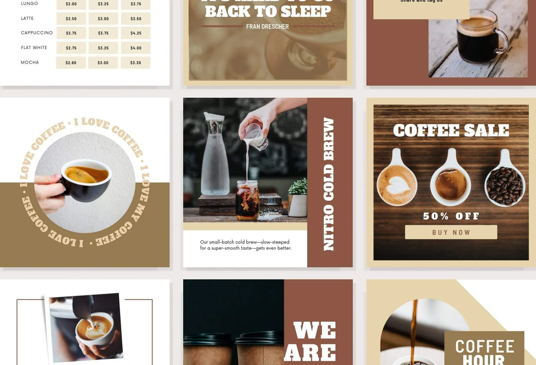 30 Coffeehouse Instagram Post Canva Templates
