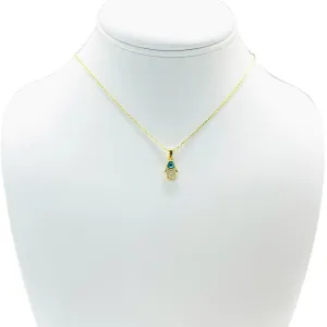 925 Sterling Silver -  Evil Eye Mini Hamsa Necklace