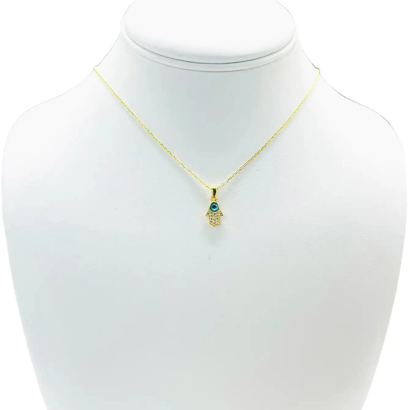 925 Sterling Silver -  Evil Eye Mini Hamsa Necklace