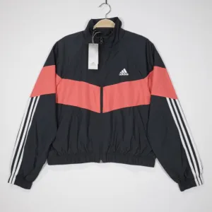 Adidas Women's Sportswear Game Time Windbreaker Jacket Gray Carbon Size S