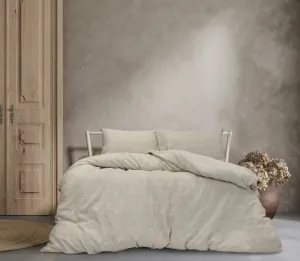 ALGODON "Cabo" WASHED COTTON JACQUARD QUILT COVER SET - COCONUT MILK