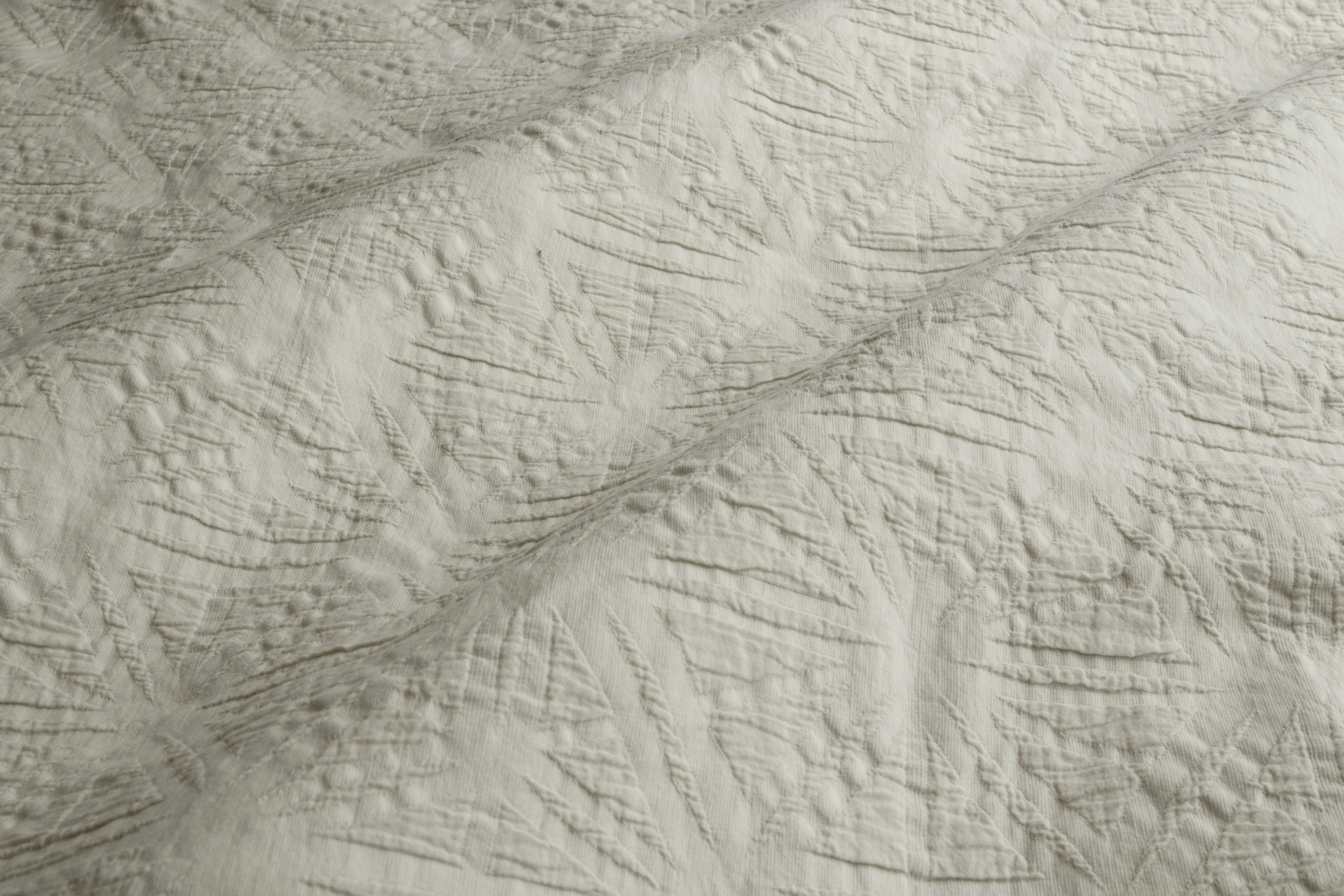 ALGODON "Cabo" WASHED COTTON JACQUARD QUILT COVER SET - COCONUT MILK