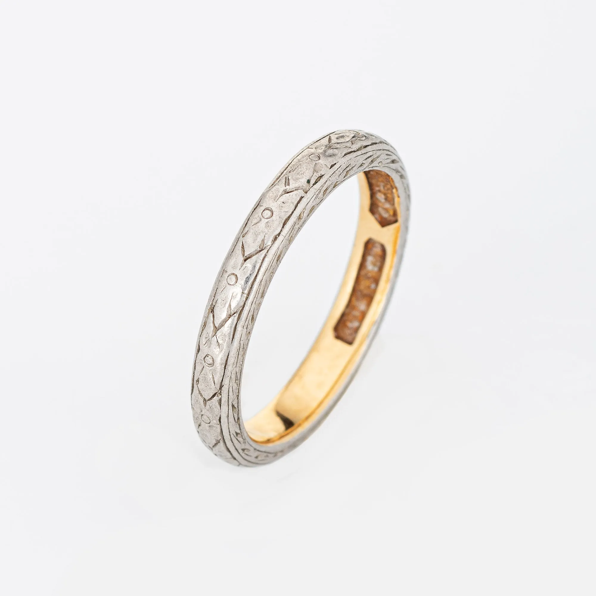 Antique Edwardian Wedding Band c1908 Sz 5 Ring 18k Gold 900 Platinum Vintage