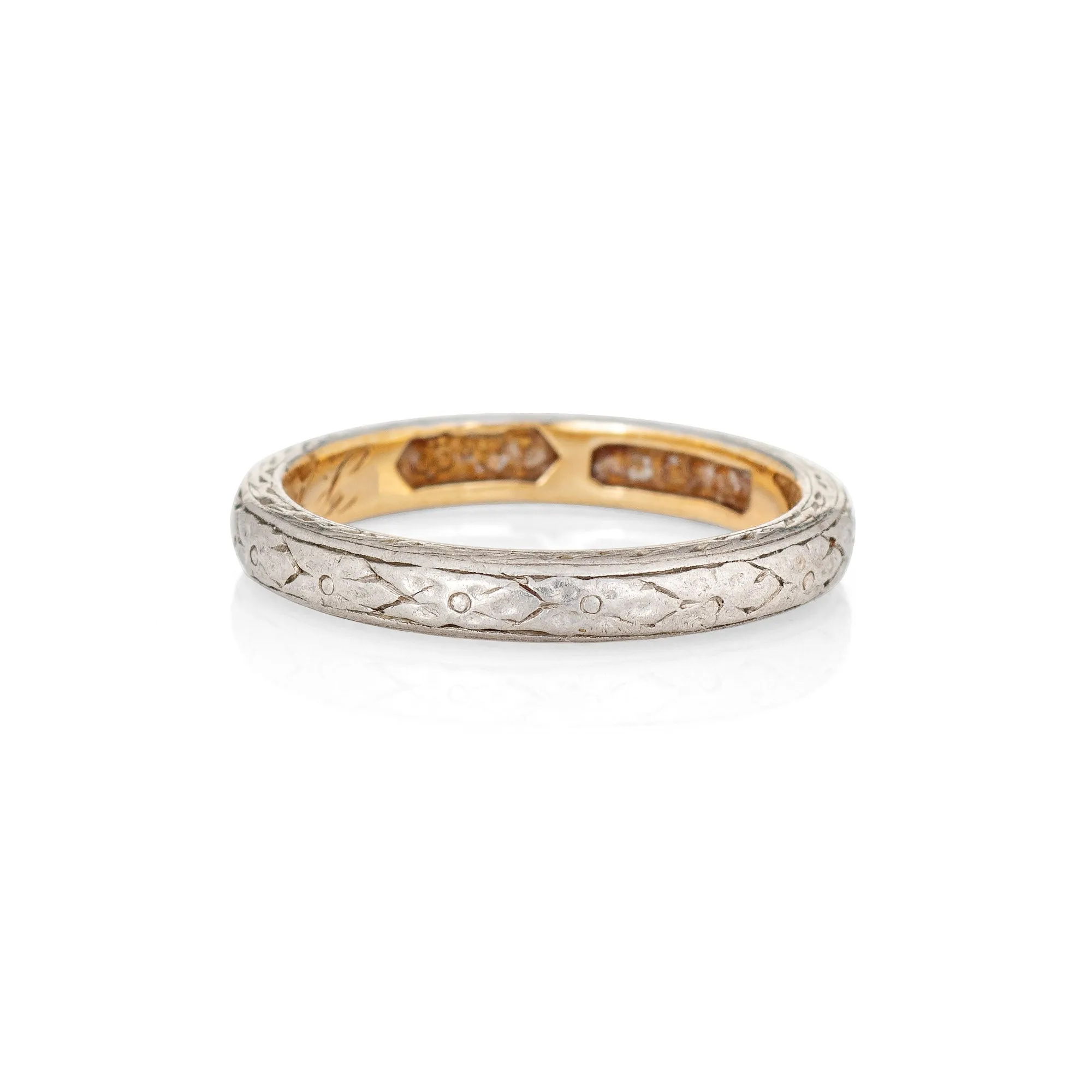 Antique Edwardian Wedding Band c1908 Sz 5 Ring 18k Gold 900 Platinum Vintage