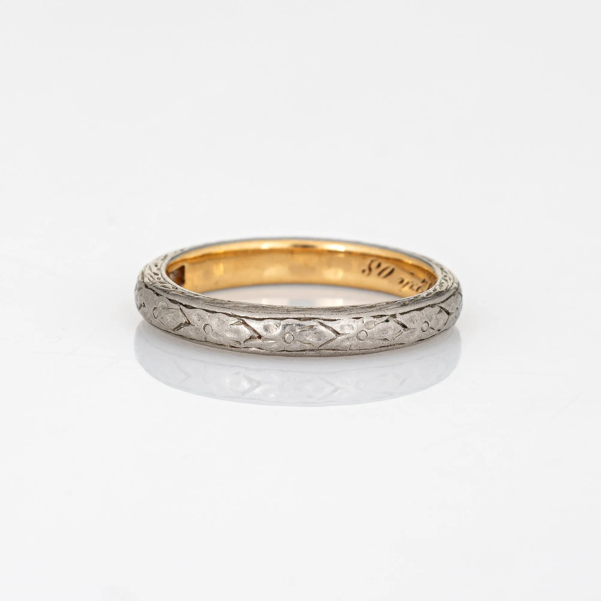 Antique Edwardian Wedding Band c1908 Sz 5 Ring 18k Gold 900 Platinum Vintage