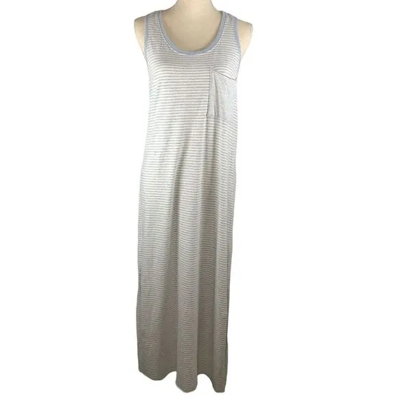 ATM Anthony Thomas Melillo Midi Dress Racerback Blue/White Striped Size Medium