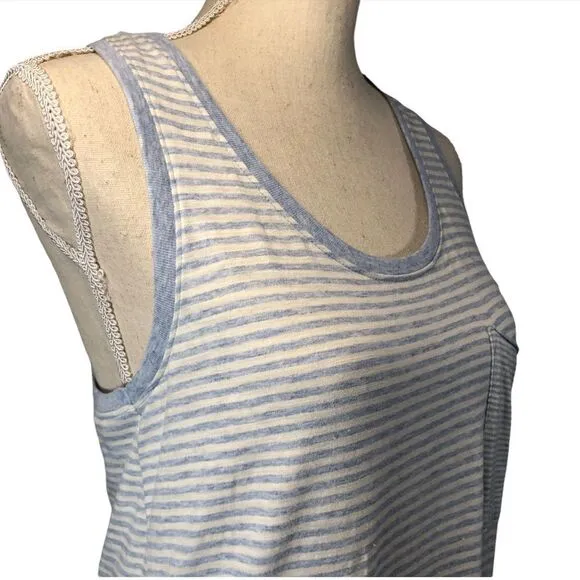 ATM Anthony Thomas Melillo Midi Dress Racerback Blue/White Striped Size Medium