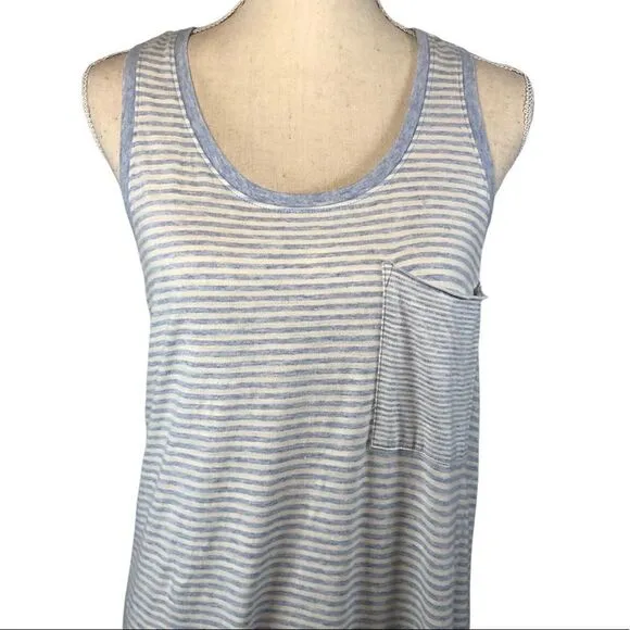 ATM Anthony Thomas Melillo Midi Dress Racerback Blue/White Striped Size Medium