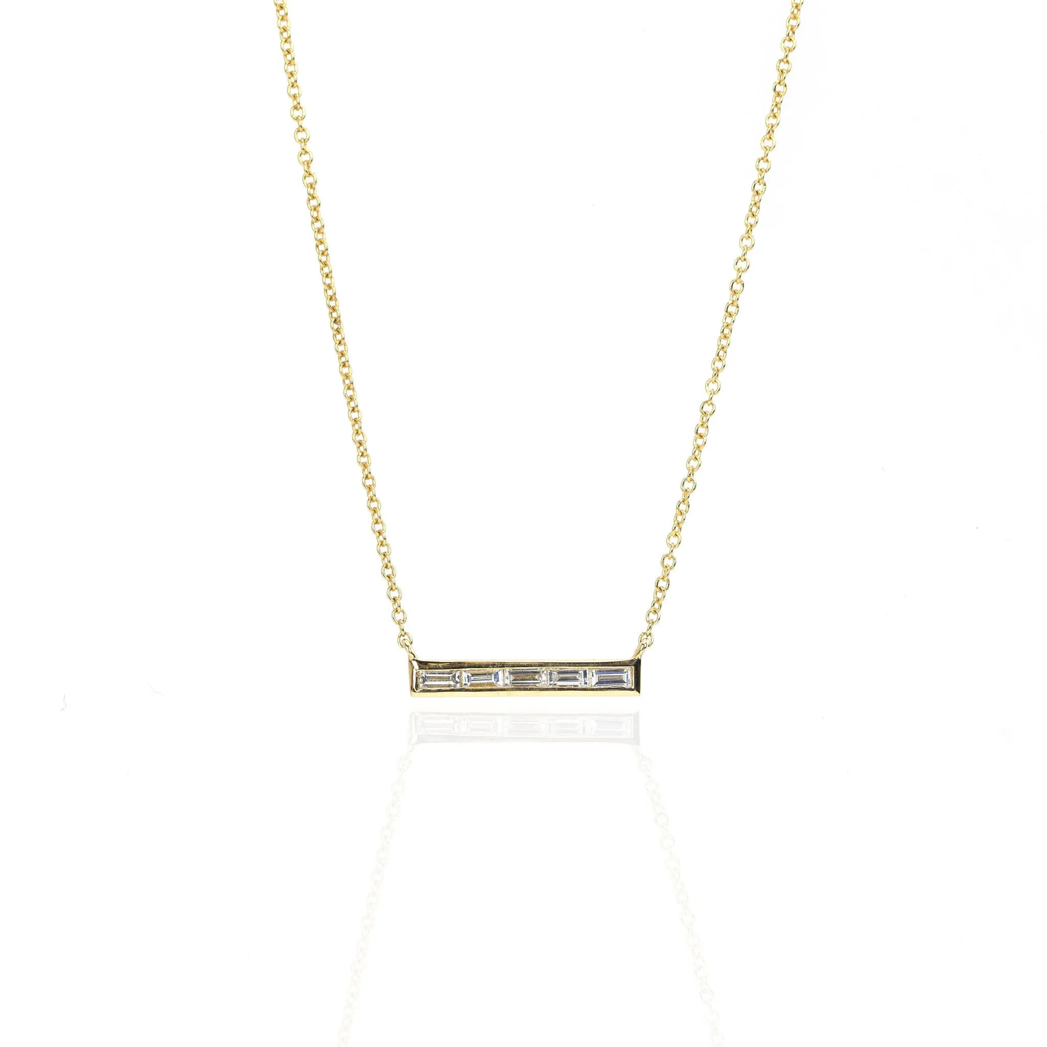 Baguette Diamond Bar Necklace