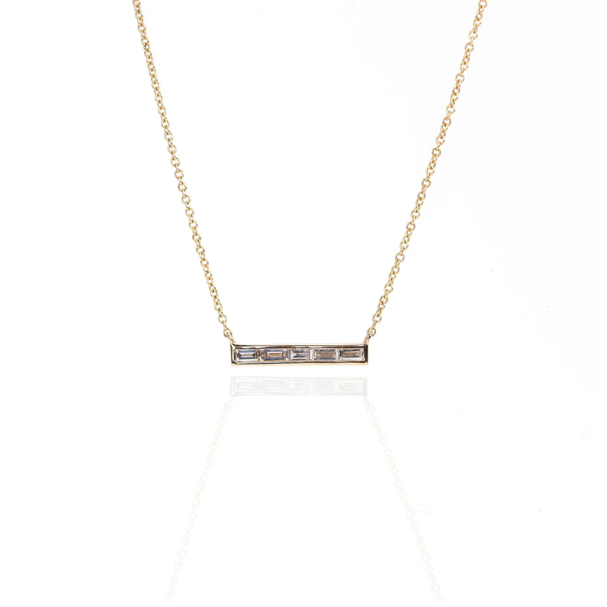 Baguette Diamond Bar Necklace