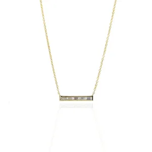 Baguette Diamond Bar Necklace