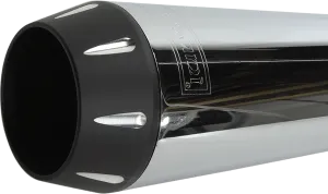Bassani Manufacturing 13311R Road Rage 2:1 Long w/Black Billet Reverse Cone End Cap w/ Machined Flutes - Chrome
