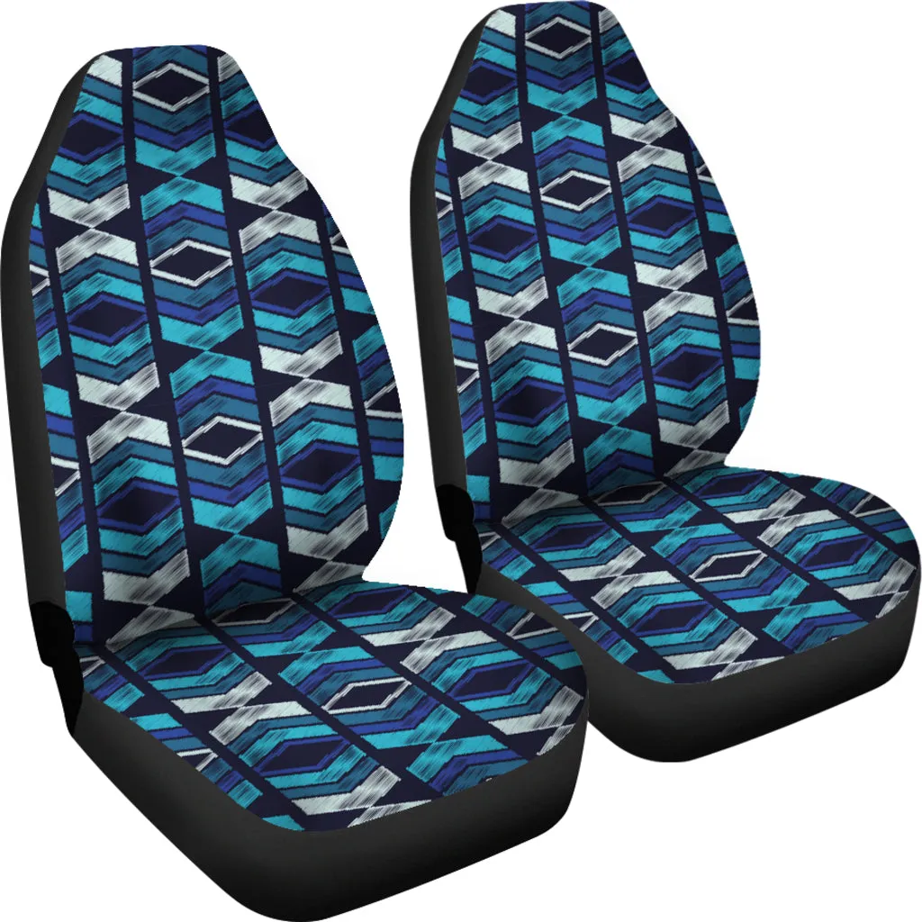 Black, Blue and White Ethnic Abstract Pattern Car Seat Covers