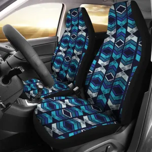 Black, Blue and White Ethnic Abstract Pattern Car Seat Covers