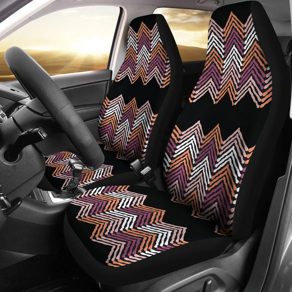 Black, Purple, Pink, Orange and White Ethnic Pattern Car Seat Covers