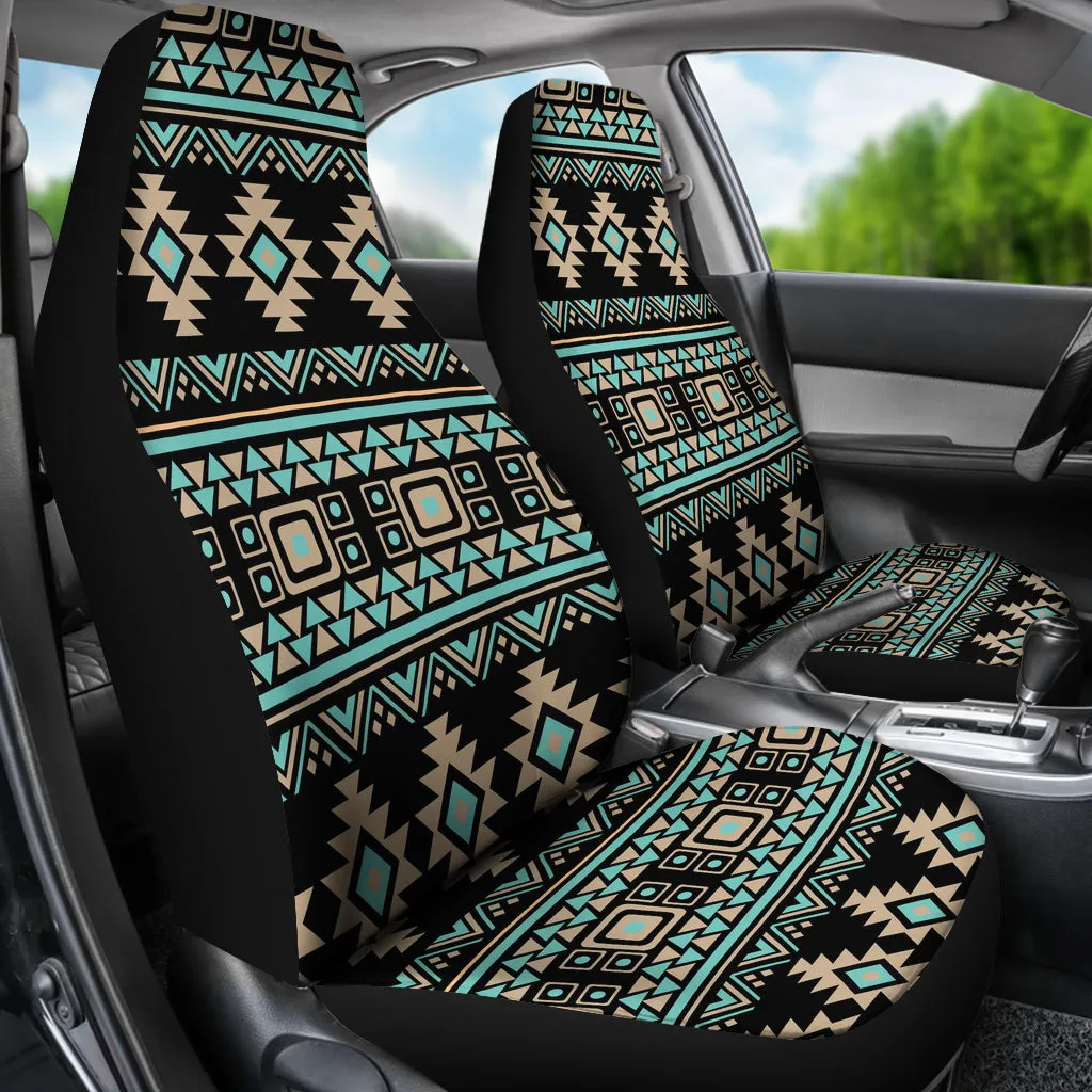 Black, Turquoise and Tan Tribal Ethnic Pattern Car Seat Covers Set