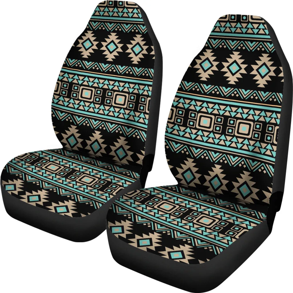 Black, Turquoise and Tan Tribal Ethnic Pattern Car Seat Covers Set