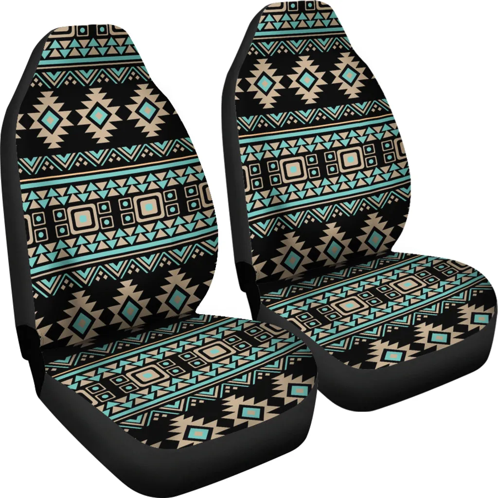 Black, Turquoise and Tan Tribal Ethnic Pattern Car Seat Covers Set