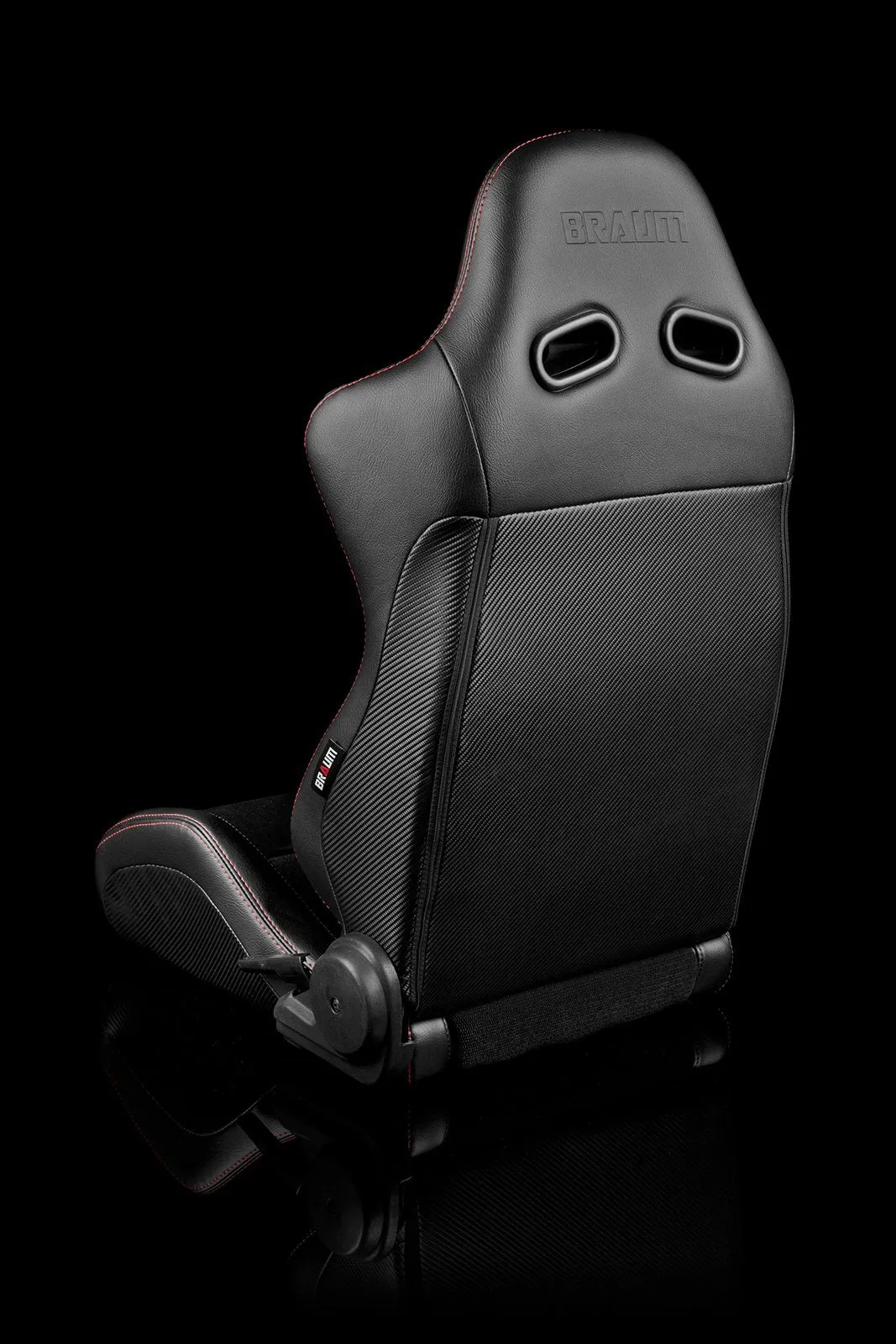 Braum Advan Series Sport Seats - Black Leatherette / Red Stitching (PAIR)