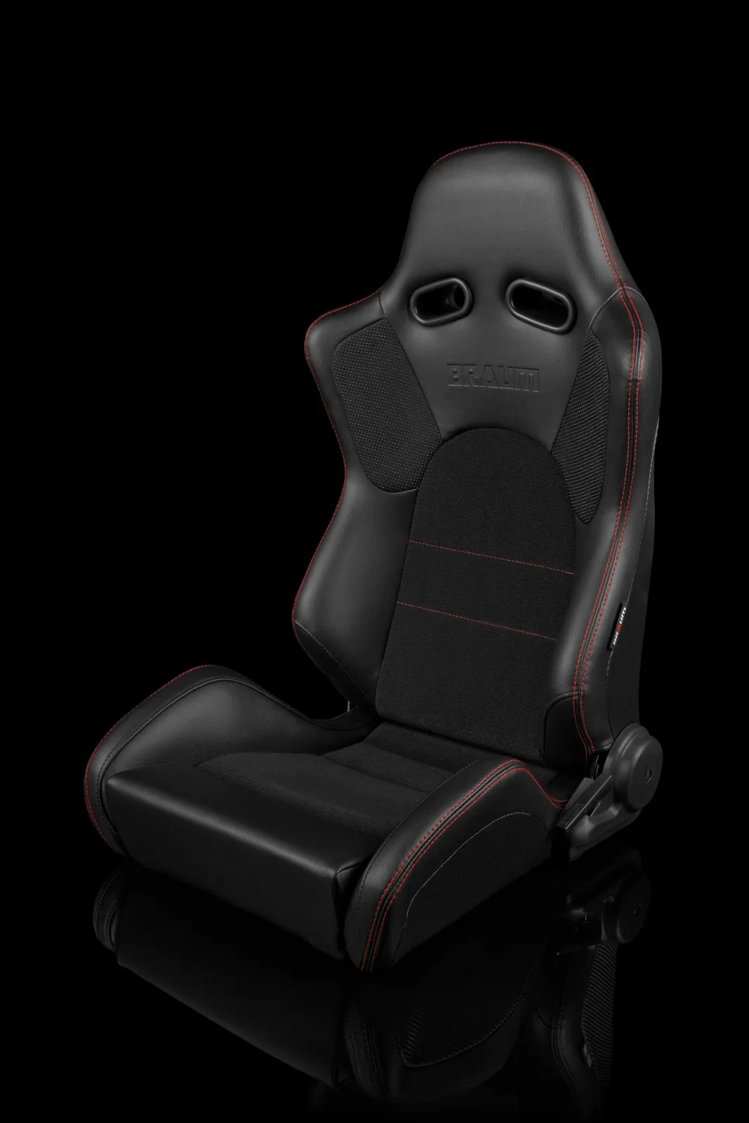 Braum Advan Series Sport Seats - Black Leatherette / Red Stitching (PAIR)