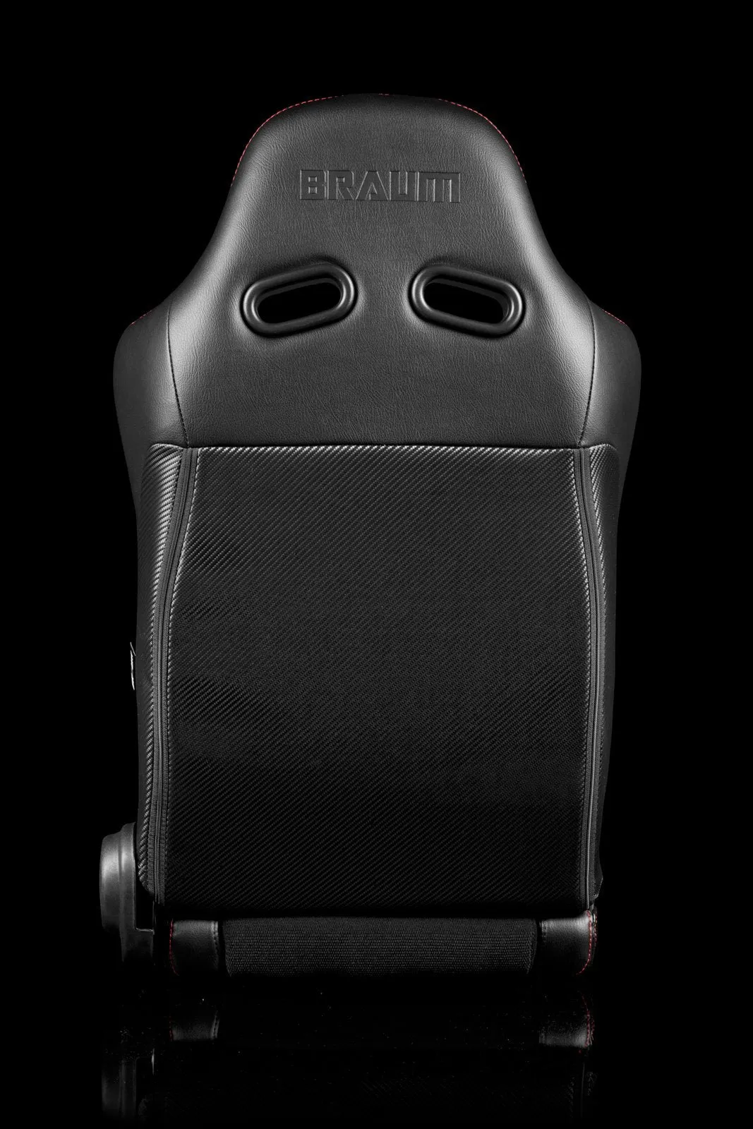 Braum Advan Series Sport Seats - Black Leatherette / Red Stitching (PAIR)