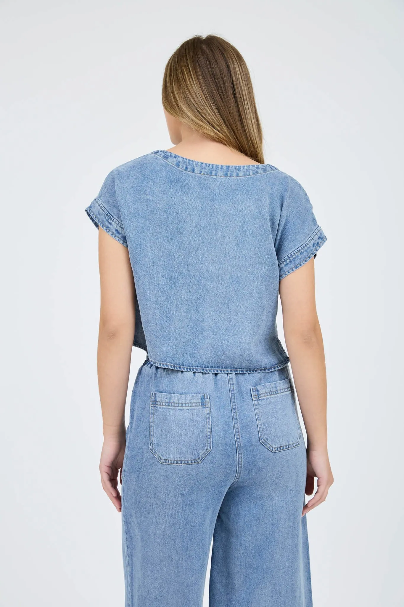 Chambray Short Sleeve Top