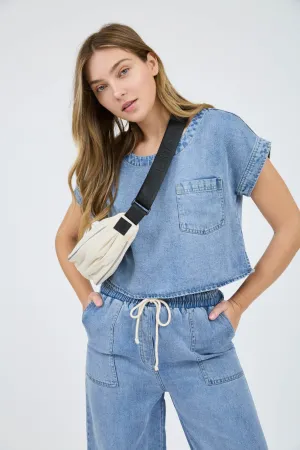 Chambray Short Sleeve Top
