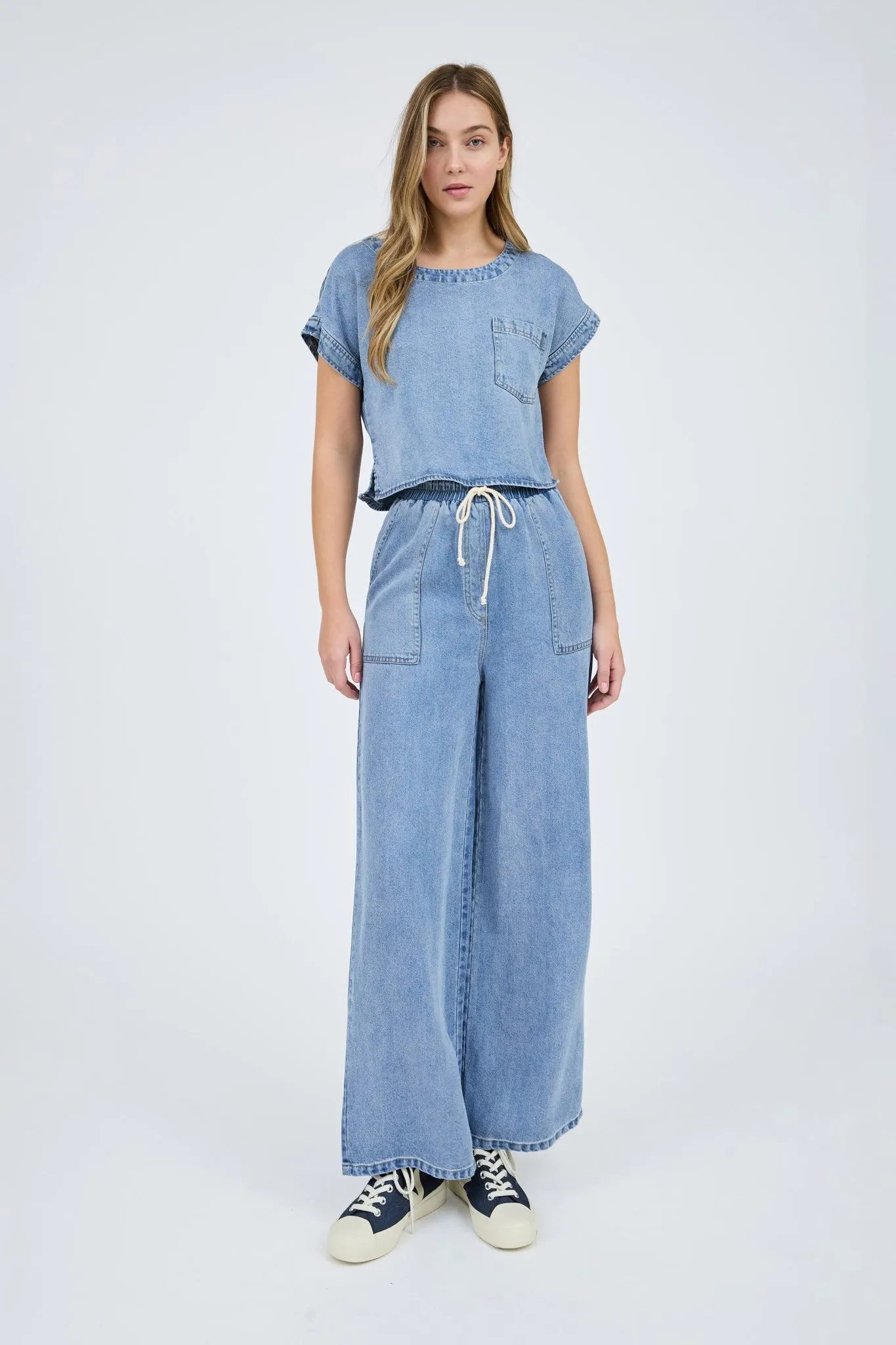 Chambray Short Sleeve Top