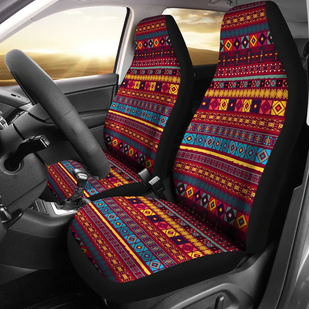 Colorful Ethnic Pattern Car Seat Covers Red, Blue and Yellow