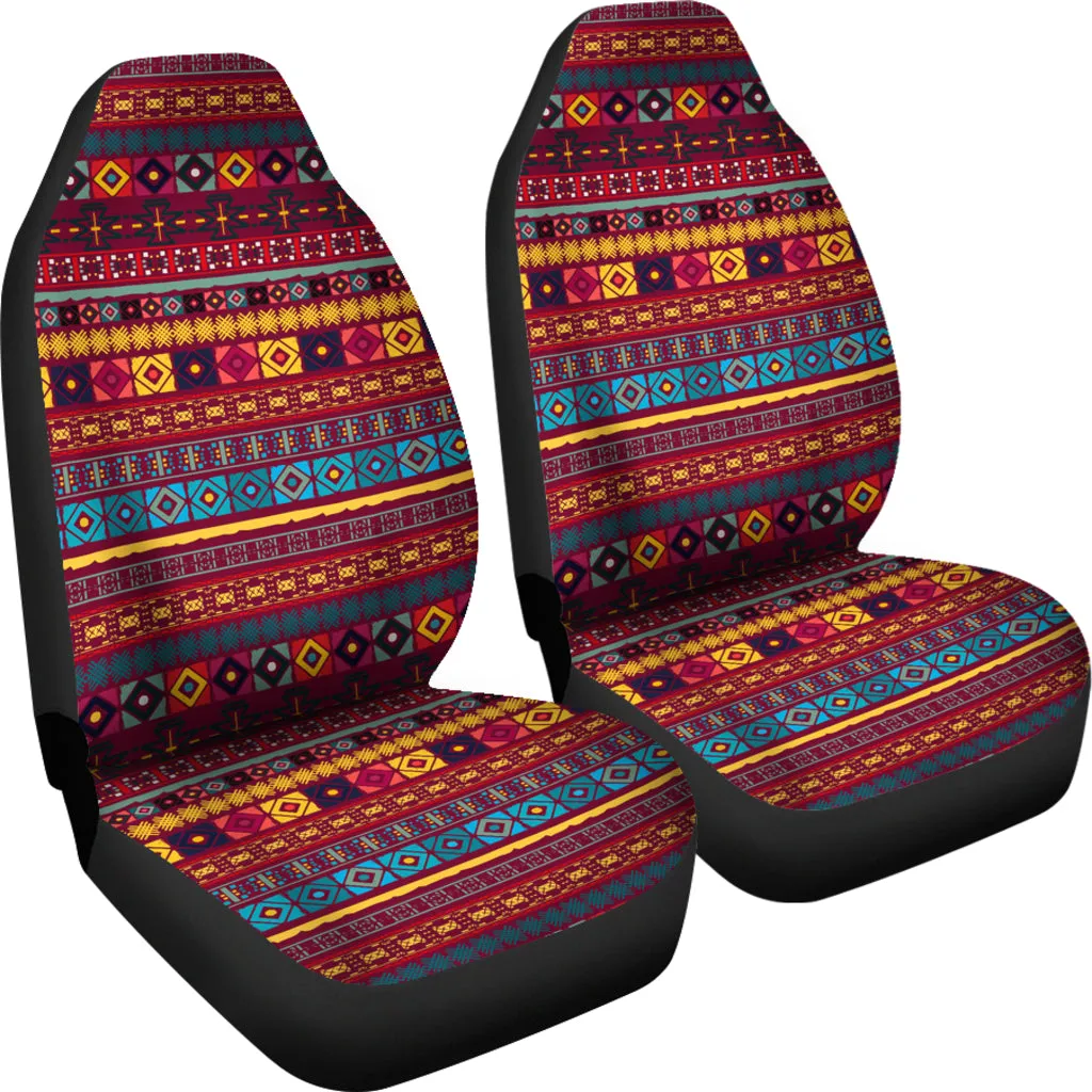 Colorful Ethnic Pattern Car Seat Covers Red, Blue and Yellow