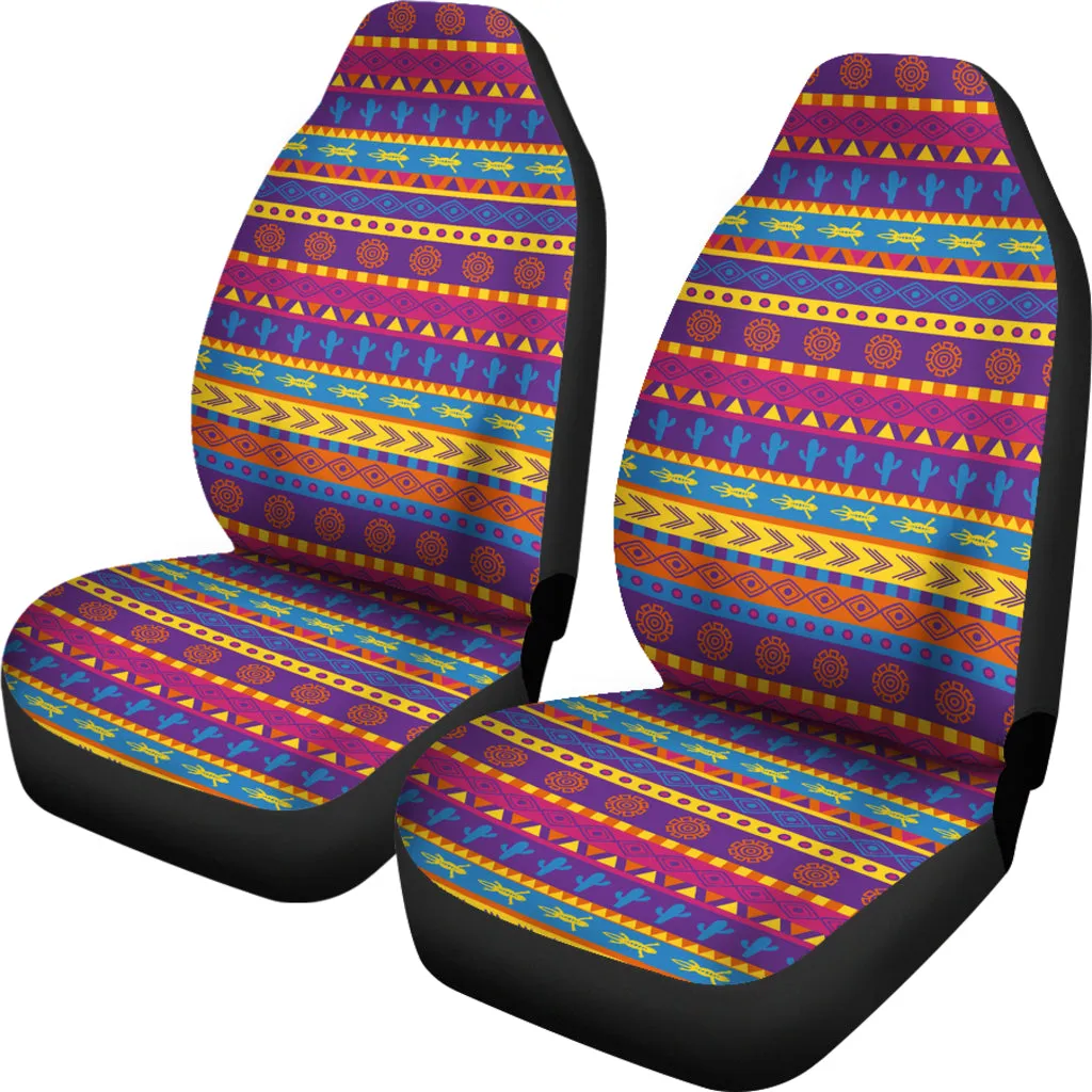Colorful Mexican Southwestern Style Pattern Car Seat Covers Boho Ethnic Aztec