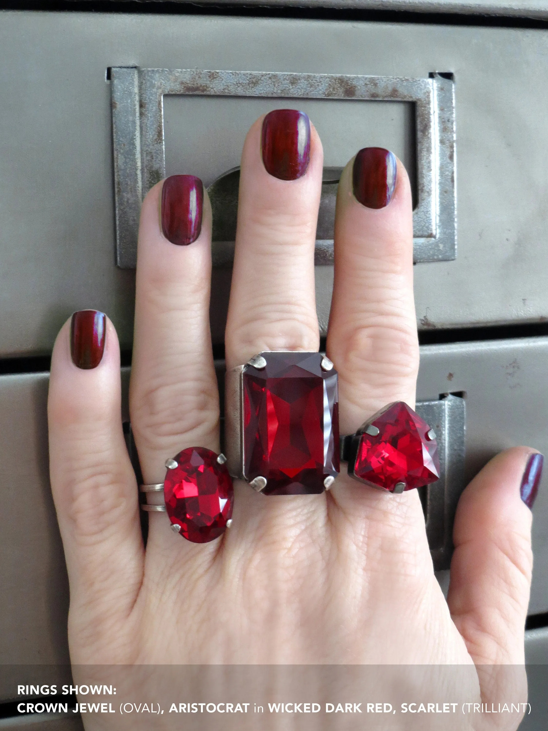 CROWN JEWEL - Oval Regal Red Crystal Ring
