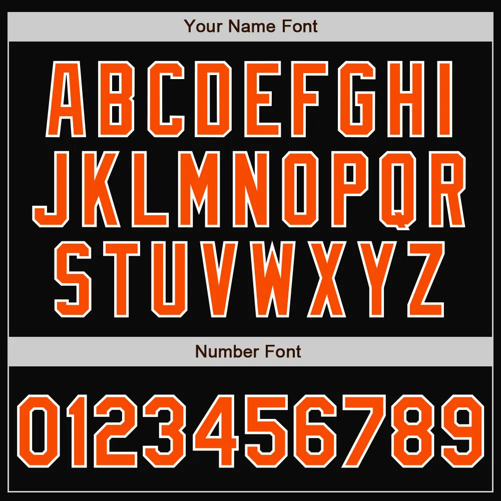 Custom Black White Pinstripe Orange Bomber Full-Snap Varsity Letterman Jacket