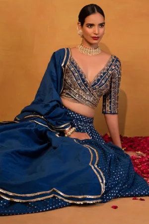 Dark blue lehenga set