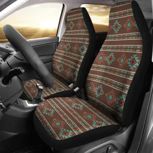 Dark Brown Turquoise, Red, Tribal, Ethnic Pattern Car Seat Covers Set