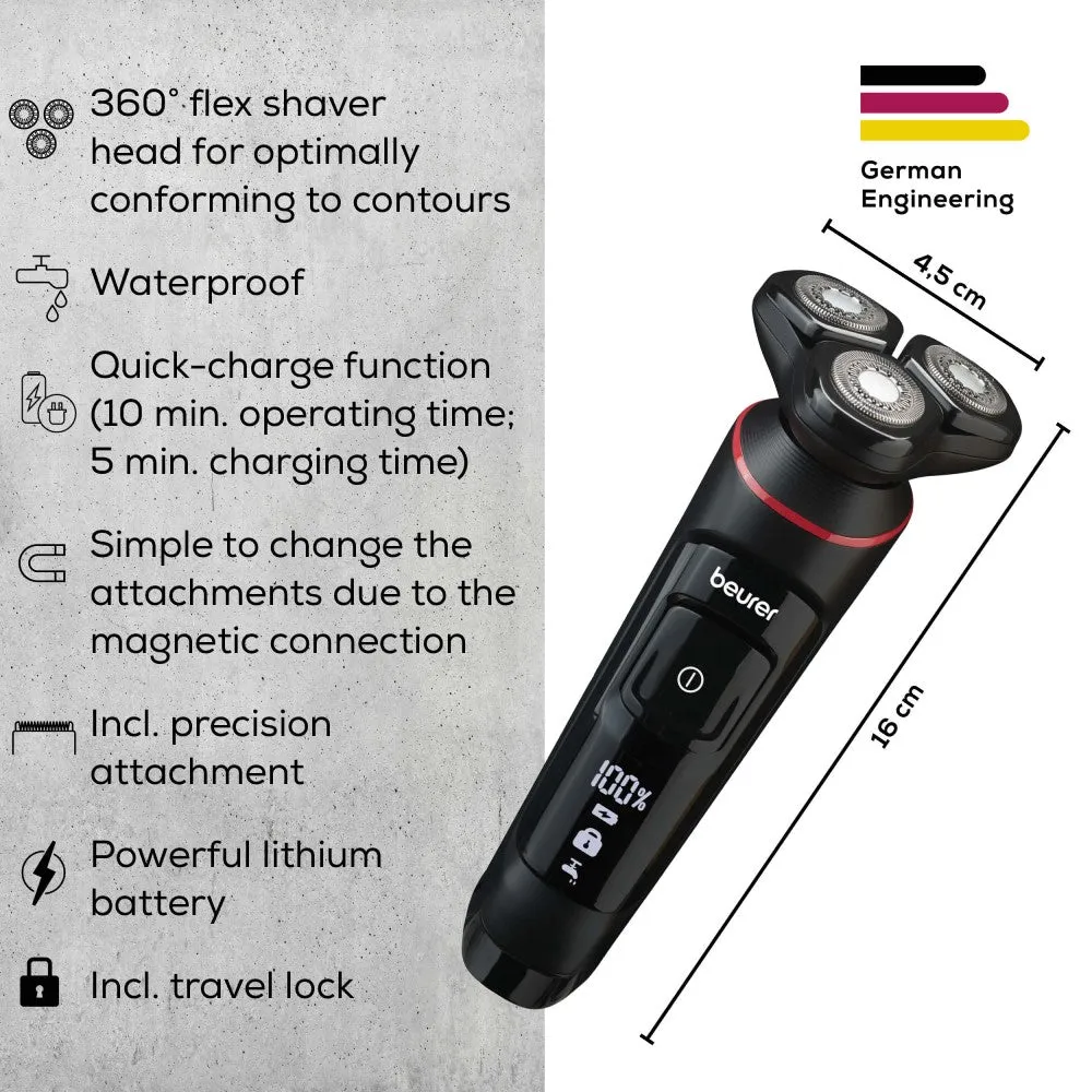 Demo - Beurer MN8X Electric Shaver with 360° Flexible Head, IPX7 Waterproof - Rechargeable