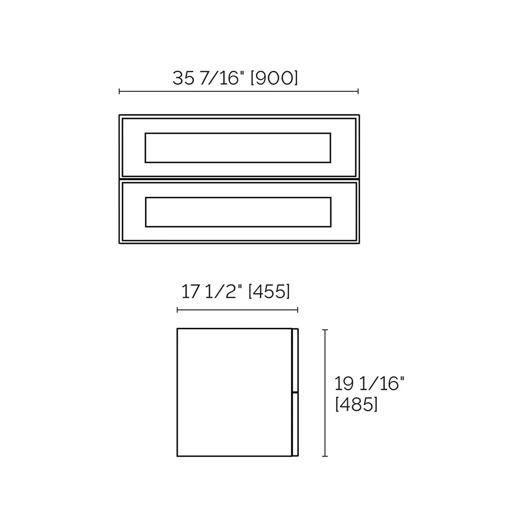 Deville 2 Drawers Bathroom Vanity with Porcelain Gloss White 1 Faucet Hole Sink - Wall Mount - 36" Mdf/Matte White/Brushed Gold