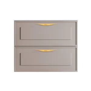 Deville 2 Drawers Bathroom Vanity with Solid Surface Matte White without Faucet Hole - Wall Mount - 24" Mdf/Matt Warm Grey/Brushed Gold