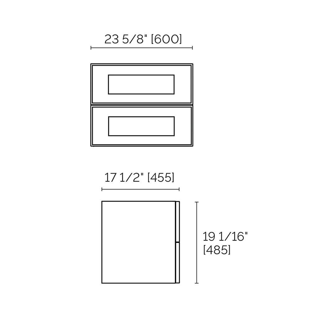 Deville 2 Drawers Bathroom Vanity with Solid Surface Matte White without Faucet Hole - Wall Mount - 24" Mdf/Matt Warm Grey/Brushed Gold