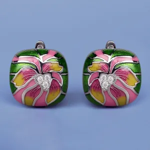 Ethnic Flower Enamel Earrings For Women Handmade Party Jewelry