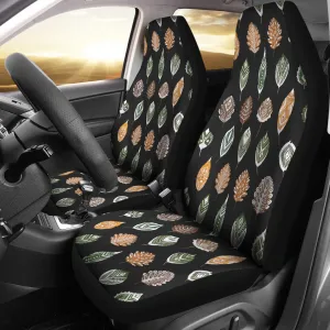 Ethnic Leaves Patter on Black Car Seat Covers Set of 2