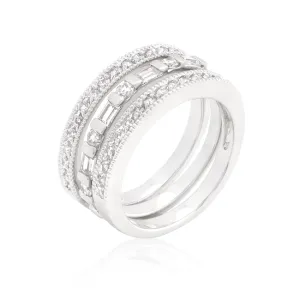 Eva Emerald Round CZ Three Ring Set | 2.6ct