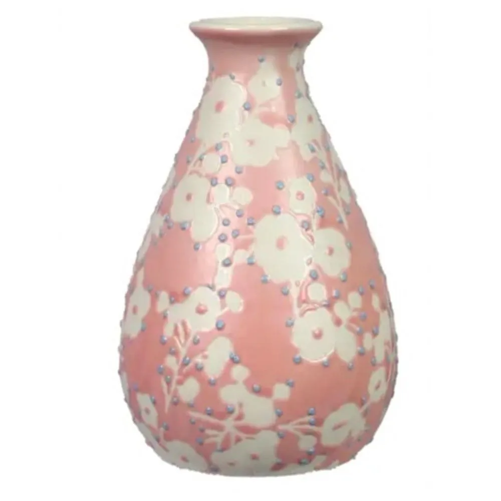 Floral Stoneware Vase - Pink