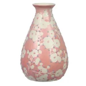 Floral Stoneware Vase - Pink