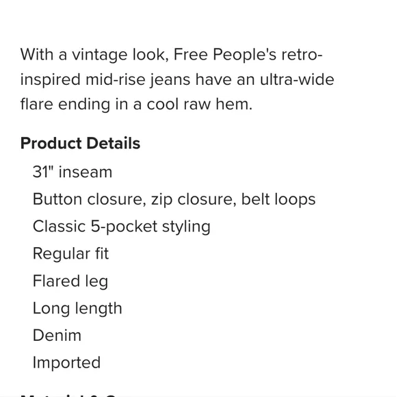 Free People we the free vintage flare jean