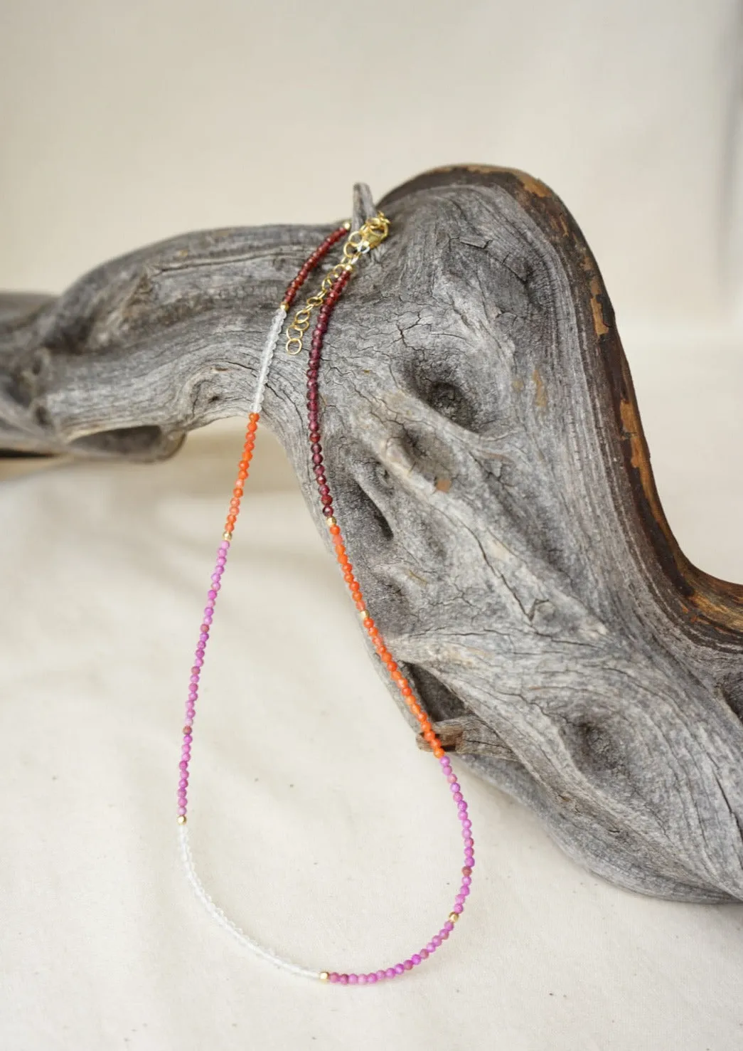Garnet, Carnelian, Quartz, Phosphosiderlite Mix Necklace