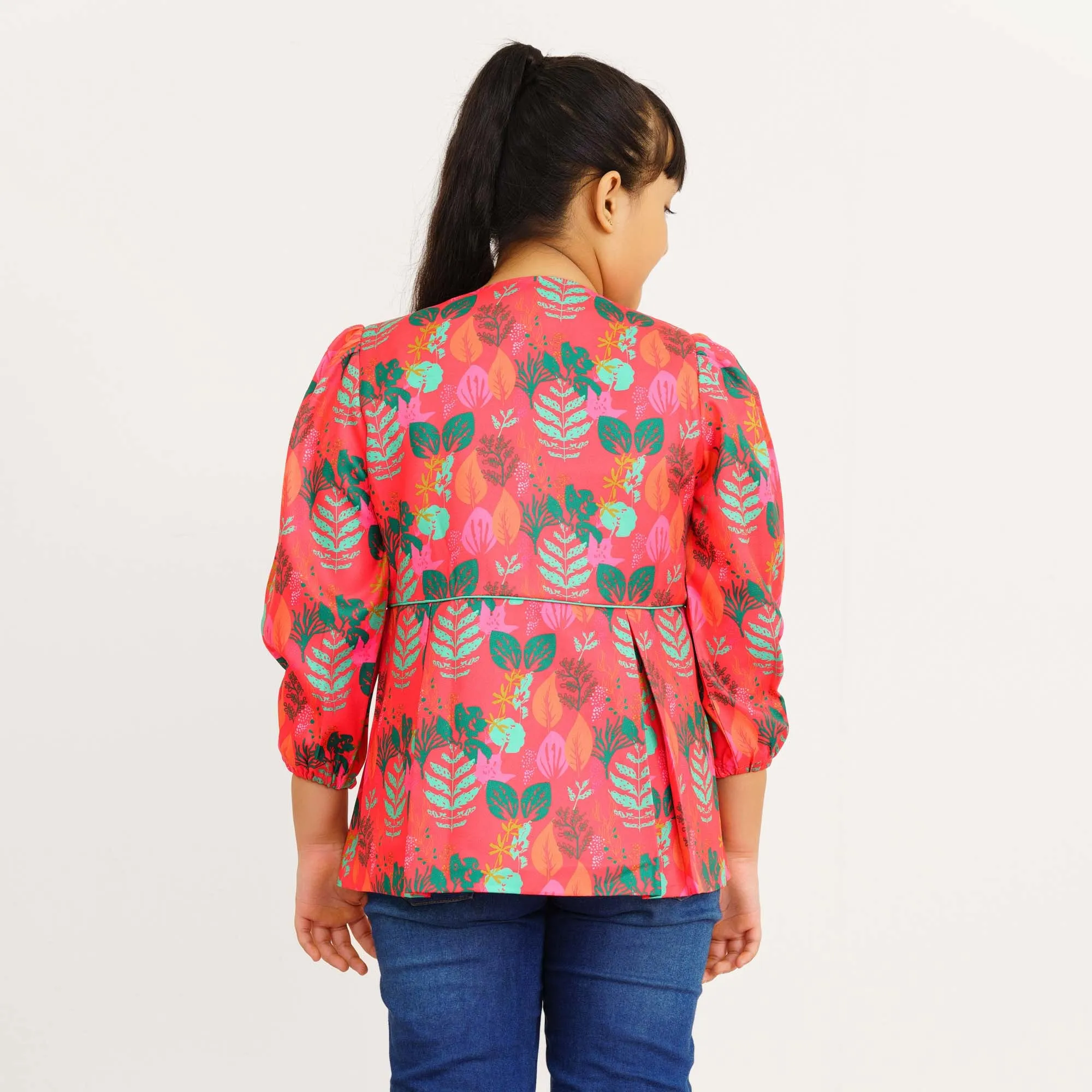 Girls Hot Pink Ethnic Jacket