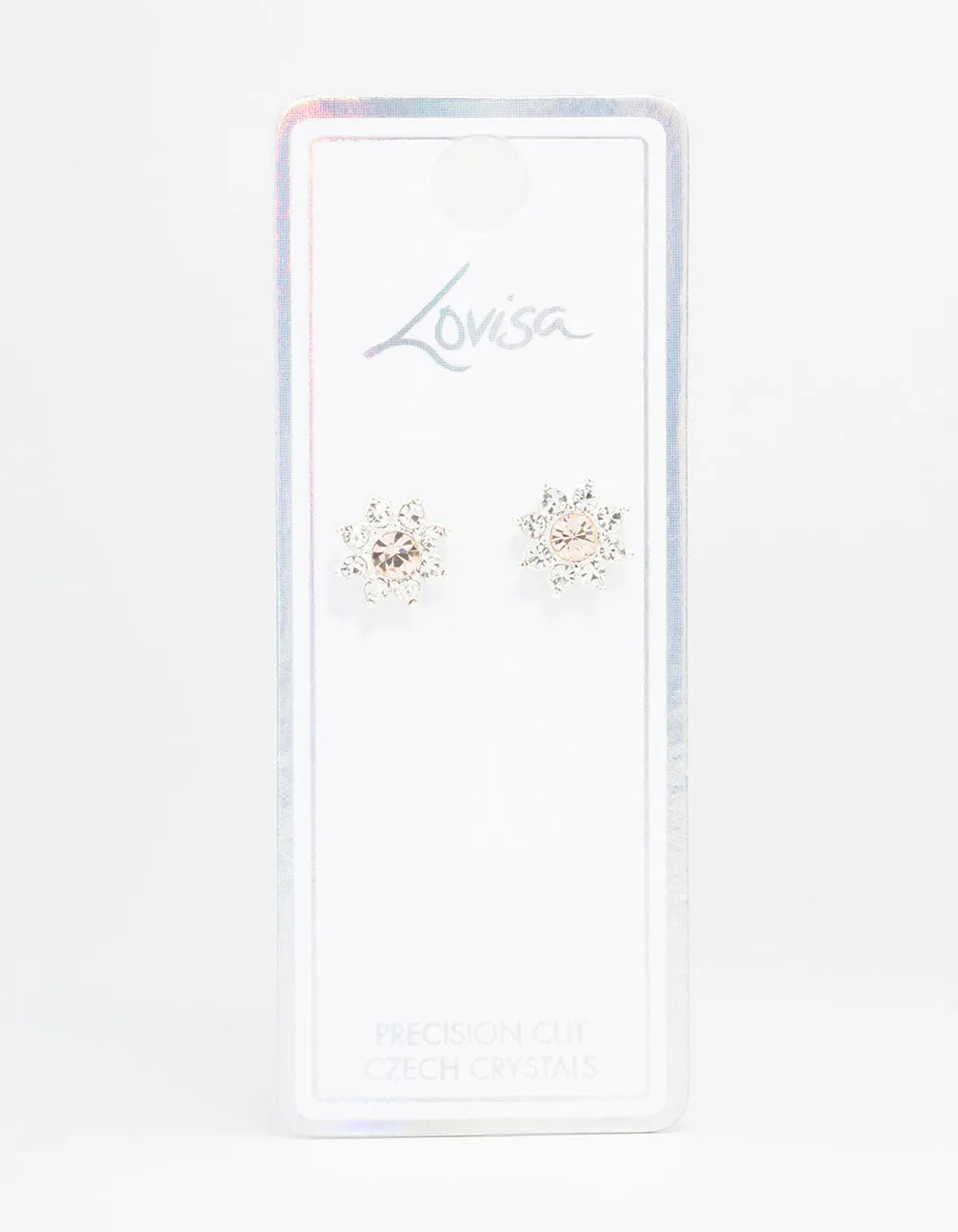 Gold Flower Bohemia Czech Crystal Halo Stud Earrings