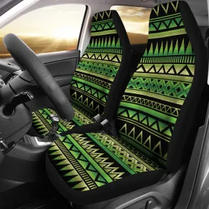 Green and Black Tribal Car Seat Covers Set Ethnic Aztec Pattern