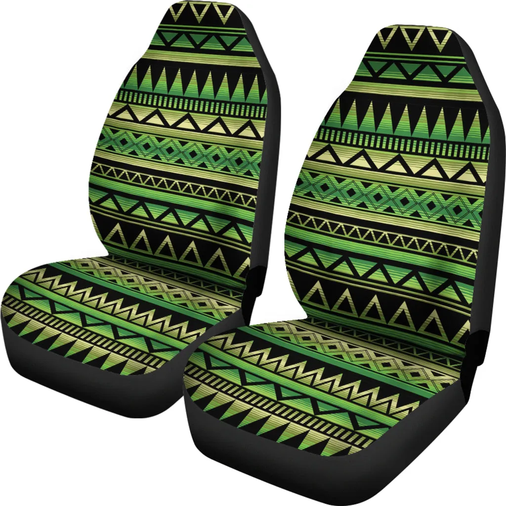 Green and Black Tribal Car Seat Covers Set Ethnic Aztec Pattern